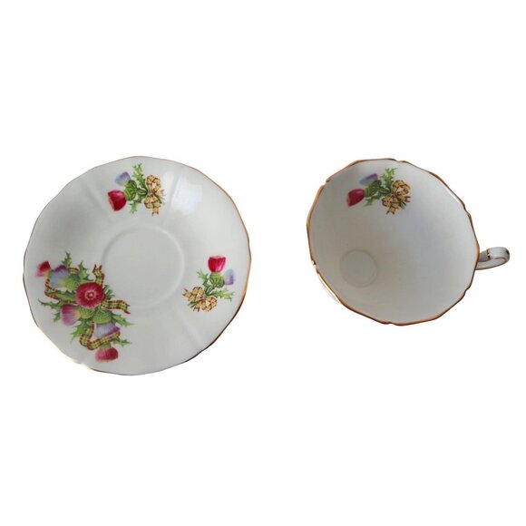 Vintage Teacup and Saucer Thistle Adderley Bone China Tea Cup - Picture 3 of 5